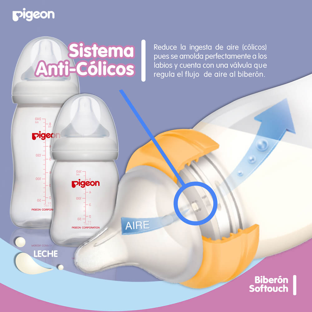 Pigeon Softouch Mamadera (vidrio) 240ml