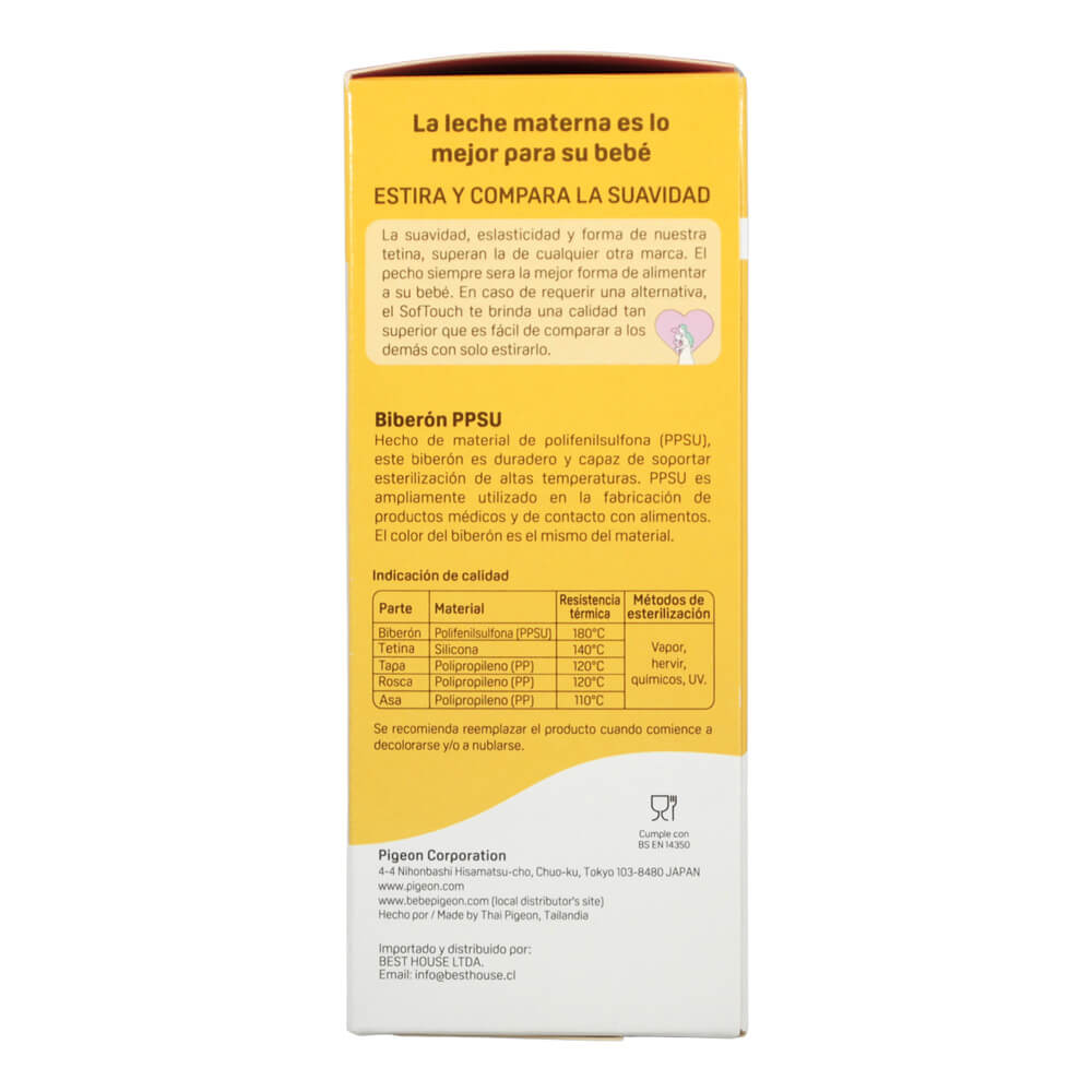 Biberon Softouch Pigeon Conejitos 1 con Asa 240 ML