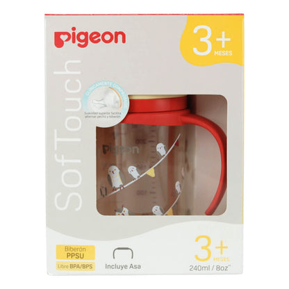 Biberon Softouch Pigeon Buhos 1 con Asa 240 ML