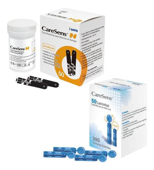 Kit 50 Tiras + 50 Lancetas N Caresens
