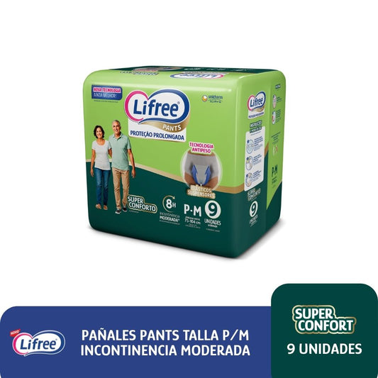 Pañales Pants LIFREE Super Confort (P/M) 9 u.
