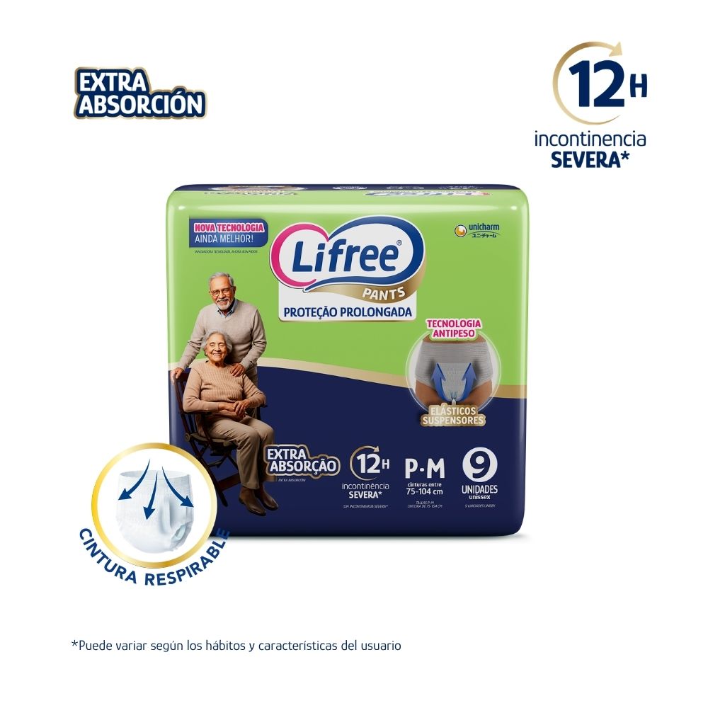 Pañales Pants LIFREE Extra Absorción (P/M) 9 u.