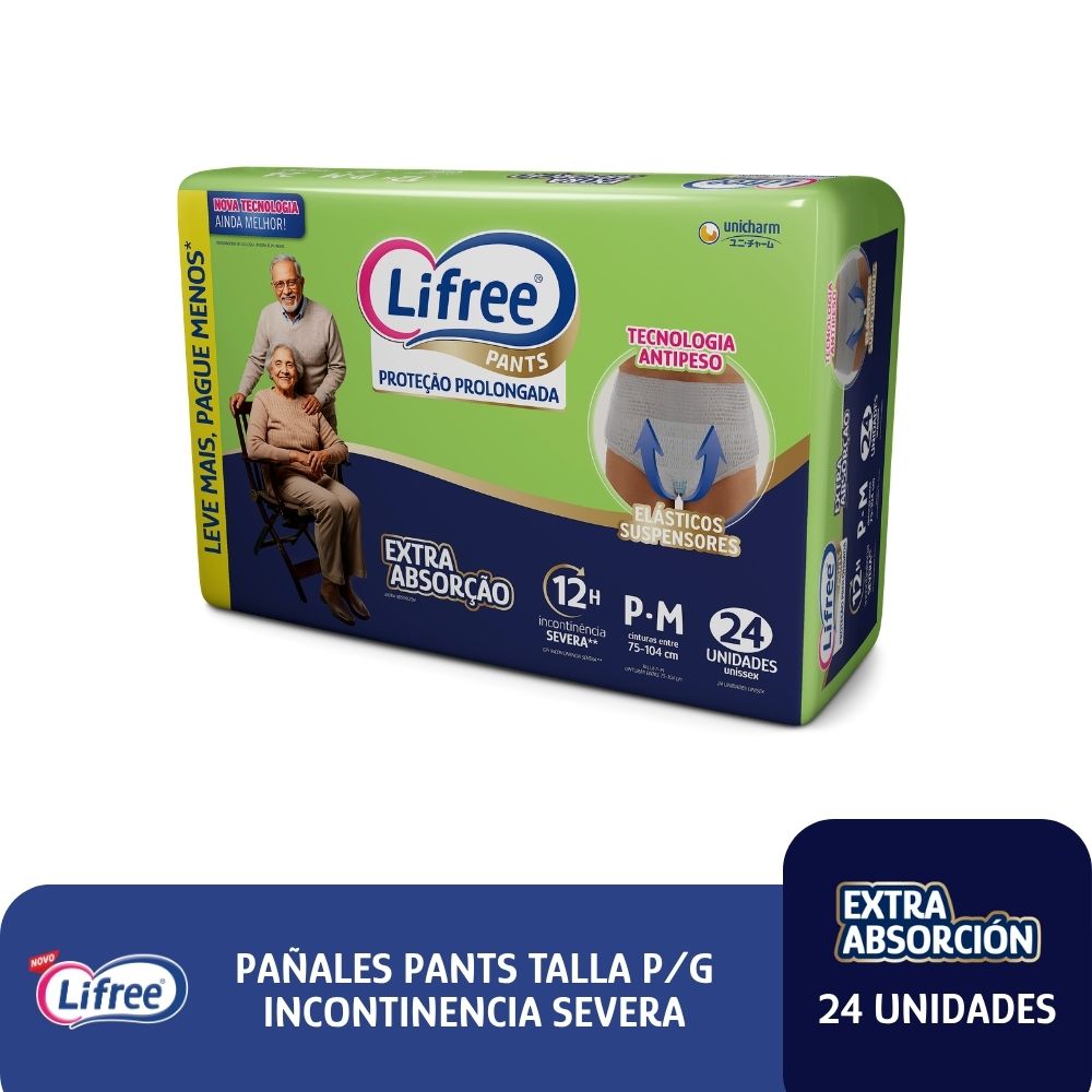 Pañales Pants LIFREE Extra Absorción (P/M) 24 u.