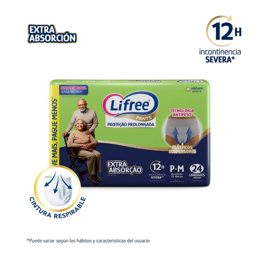 Pañales Pants LIFREE Extra Absorción (P/M) 24 u.