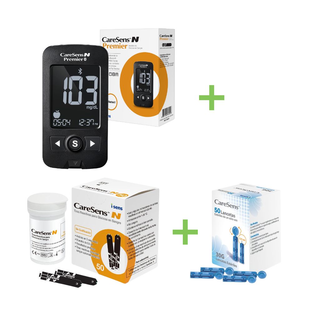 N Premier Ble Kit Medidor + 50 Tiras + 50 Lancetas Caresens
