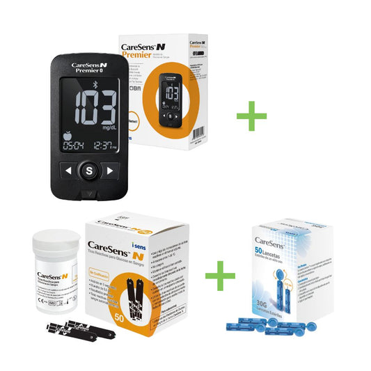 N Premier Ble Kit Medidor + 50 Tiras + 50 Lancetas Caresens