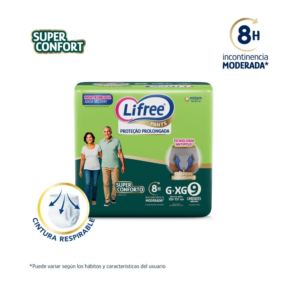 Pañales Pants LIFREE Super Confort (G/XG) 9 u. x 6 paq.