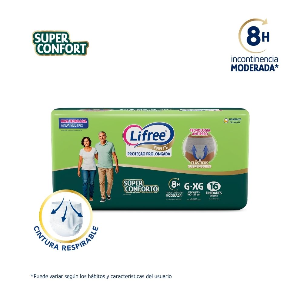 Pañales Pants LIFREE Super Confort (G/XG) 16 u. x 4 paq.