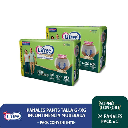 Pañales Pants LIFREE Super Confort (G/XG) 24 u. x 2 paq.