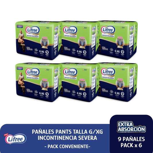 Pañales Pants LIFREE Extra Absorción (G/XG) 9 u. x 6 paq