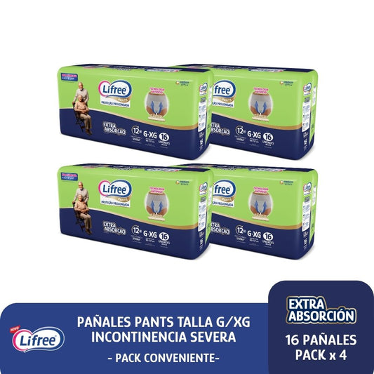 Pañales Pants LIFREE Extra Absorción (G/XG) 16 u. x 4 paq.