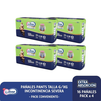 Pañales Pants LIFREE Extra Absorción (G/XG) 16 u. x 4 paq.
