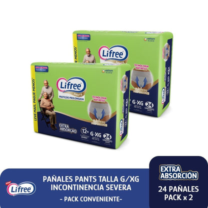 Pañales Pants LIFREE Extra Absorción (G/XG) 24 u. x 2 paq.