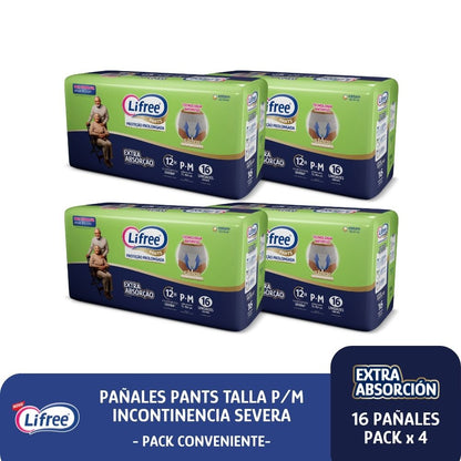 Pañales Pants LIFREE Extra Absorción (P/M) 16 u. x 4 paq.