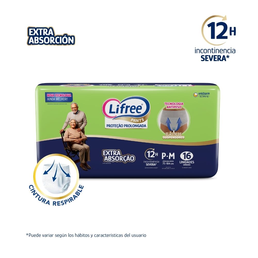 Pañales Pants LIFREE Extra Absorción (P/M) 16 u. x 4 paq.