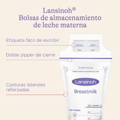 Pack Lansinoh bolsas almacenamiento + absorbentes de leche