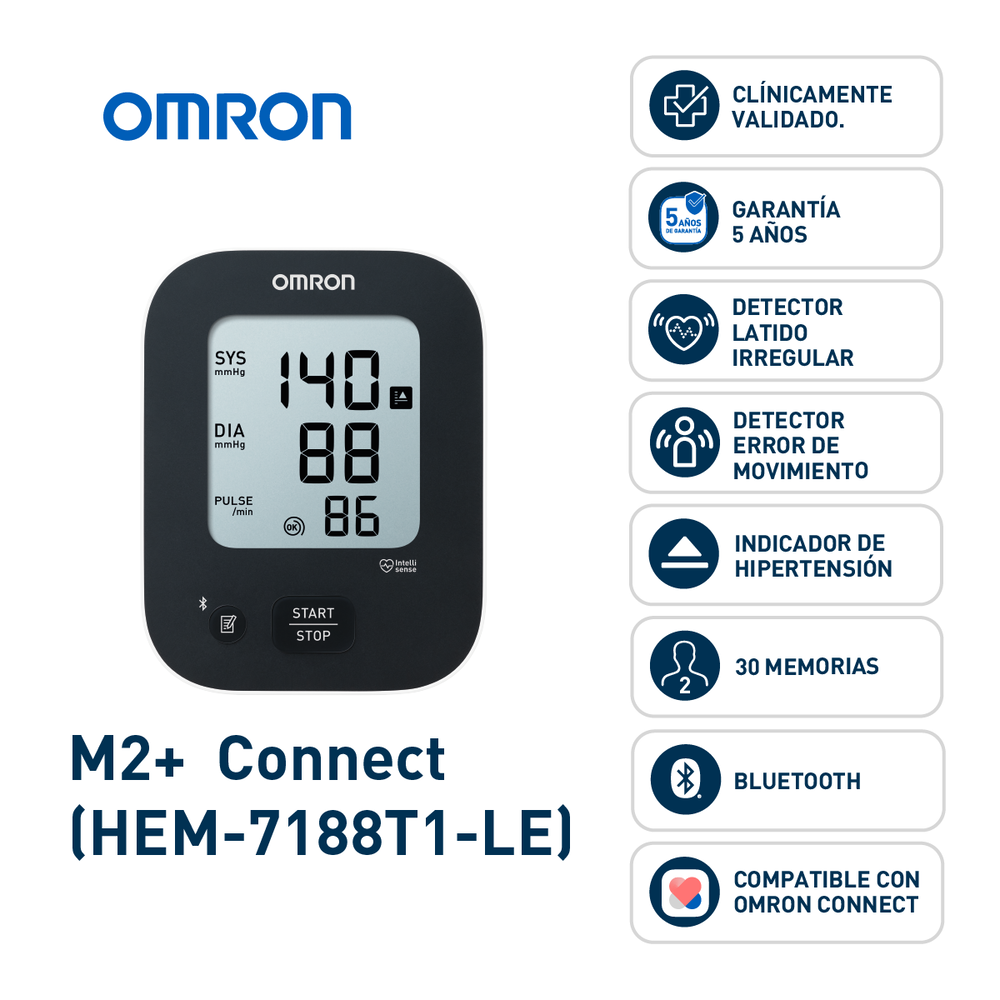 Monitor de presión arterial OMRON M2+ Connect (HEM-7188T1LE)