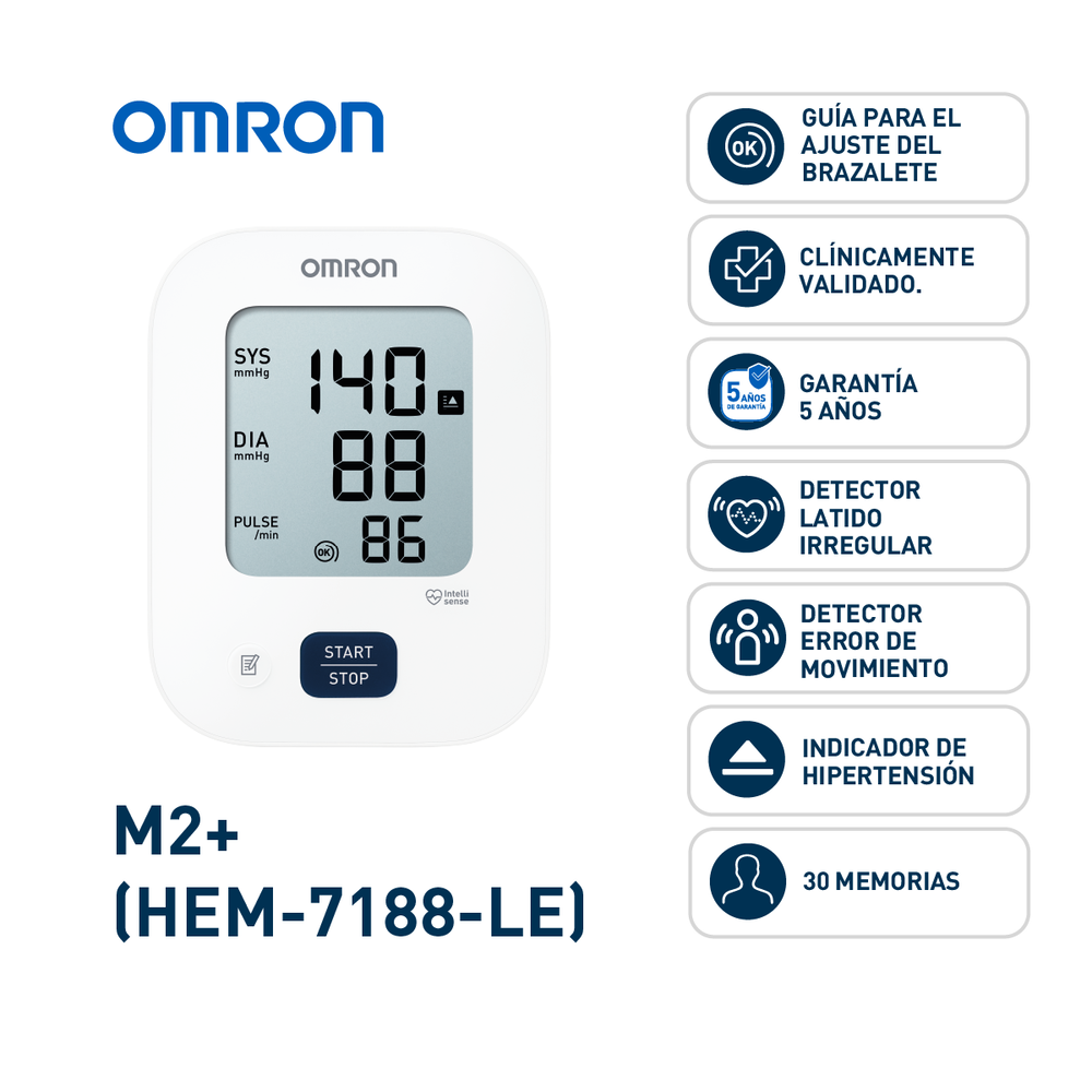 Monitor de presión arterial Omron M2+ (HEM-7188-LE)