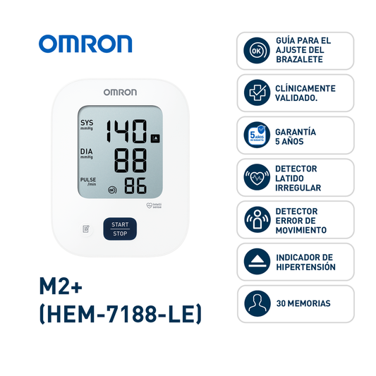 Monitor de presión arterial Omron M2+ (HEM-7188-LE)