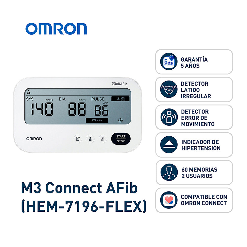 Tensiómetro de brazo OMRON M3 Comfort AFib (HEM-7196-FLE)
