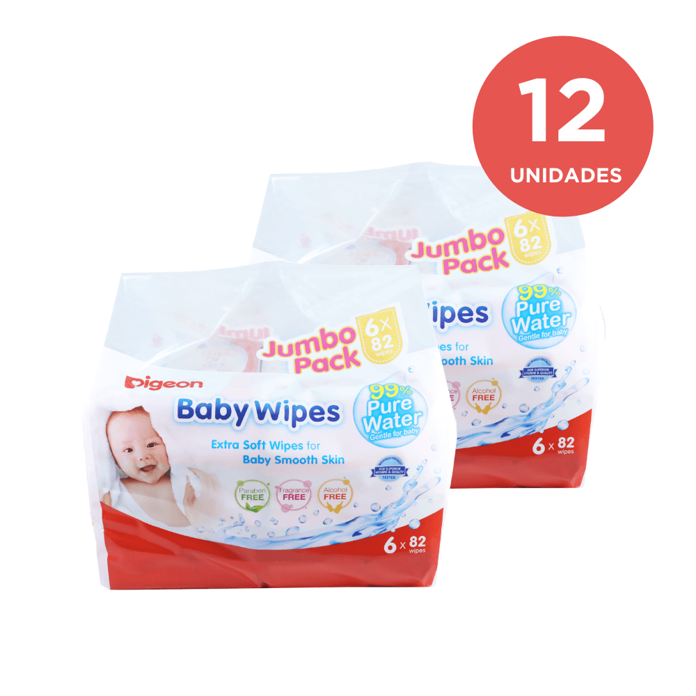 Pack X 12 Toallitas Húmedas 99% Agua Pura 82 Hojas